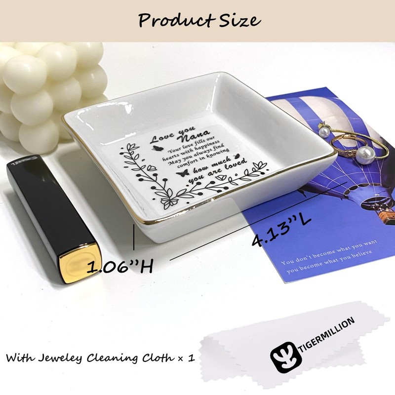 TIGERMILLION Grandma Birthday Gifts from Granddaughter Grandson Jewelry Trinket Dish