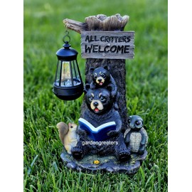 Bear Cubs with Solar Light Statue Solar Bear Lantern Figurine Rascal