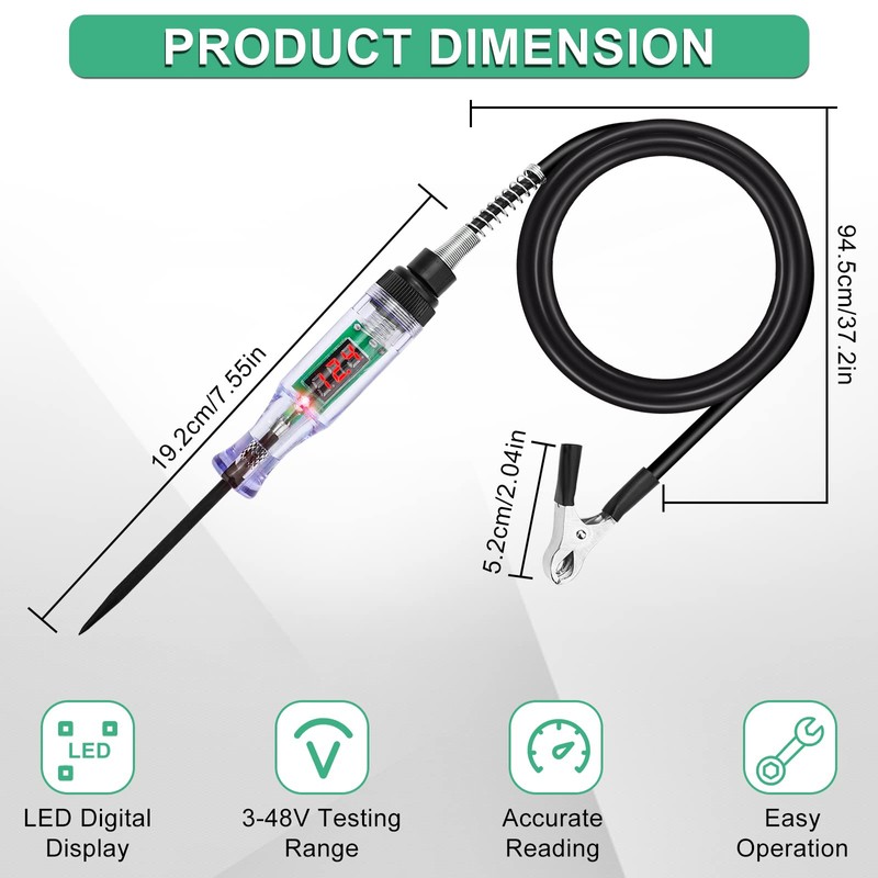 Linkstyle Automotive Test Light 3-48V, Digital Electric Circuit LED Tester