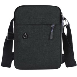 FUPUTWO Men's Mini Shoulder Bag, Cross-body Waterproof Pouch, Simple, Vertical, Lightweight, Black
