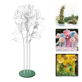 Giant Flower Stand Base and Stem, Weighted Iron Base, Flexible Pole, 3 Bendable Aluminum Pipes and Pins for DIY Paper Flowers, Wedding Arch, Party Backdrop