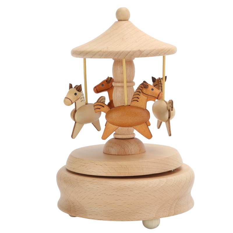 Cute Music Box Wooden Rotating Musical Box Wood Crafts Birthday