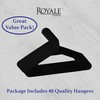 ROYALE Plastic Hangers 40 Pack - Black Clothes Hanger with