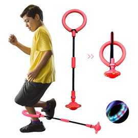 Children's Flashing Jump Ring, Ankle Skip Ball, Foldable Ankle Jump Ball, Jumping Ball Flashing, Outdoor Bouncing Game for Adults, Children (Red)
