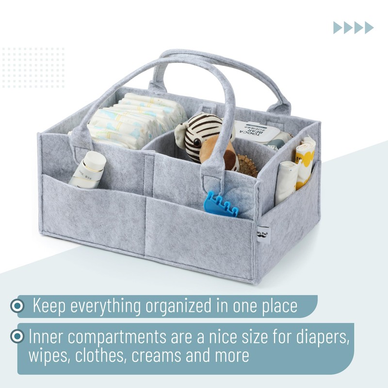 Mr. Pen- Baby Diaper Caddy Organizer, Grey, Large, Diaper Organizer,