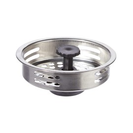 Handy Housewares Metal Kitchen Sink Basket Strainer - Fits Standard (3.25") Drains - Heavy-Gauge Metal Body with Rubber Stopper Plug (1)