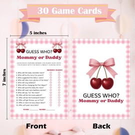 Cherry Guess Who Mommy or Daddy Game, Pack of 30 Game Cards, Cherry Baby Shower Game, Gender Reveal Party Decorations, Gender Neutral - KR25
