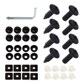 gunhunt 8 PCS License Plate Screws Kit, M6 Stainless Steel Bolts, American Standard License Plate Fasteners, Black Phillips Screws Replacements, Universal for Most Cars, Trucks and Vans (Black)