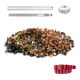 100 Sets Leather Rivets 7x8mm Metal Double Cap Snaps Fasteners with 3pcs Setting Tools for Leather Craft, DIY, Repair, Clothing, Bags, Belts, Decoration, Multi Colors