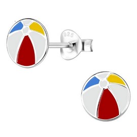 ICYROSE 925 Sterling Silver Small Summer Red Blue Yellow Beach ball Stud Earrings (Nickel Free) 10357