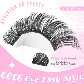 Natural Lash Clusters Eyelash Extensions Wispy Eyelash Clusters Lash Extension 72pcs 8-16MM D Curl Volume Individual Lashes Clusters Natural DIY Eyelash Extension