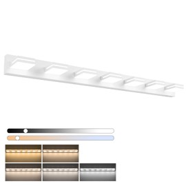 SineRise LED Modern Bathroom Vanity Light Fixtures (7-Light, 55-Inch)(5CCT, Dimmable), Matte White Modern Acrylic Bathroom Wall Lighting Fixtures Over Mirror (3000K/3500K/4000K/5000K/6000K)