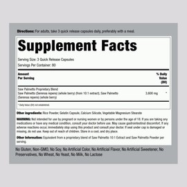 Piping Rock Piping Rock Saw Palmetto Extract 3600mg | 240 Capsules | for Men and Women | Non-GMO, Gluten Free Supplement