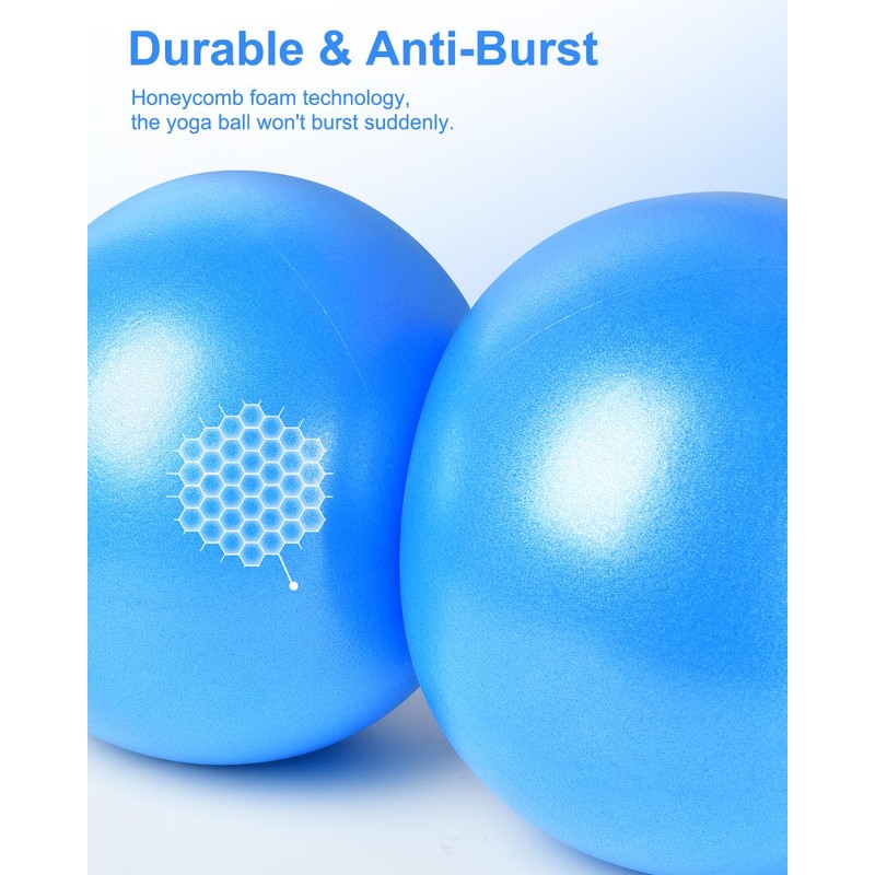 2 Pcs Pilates Balls, 9 Inch Small Exercise Ball, Barre