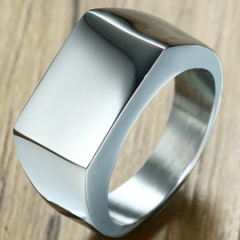 Jude Jewelers Retro Vintage Style Stainless Steel Signet Ring, Metal, Cubic Zirconia