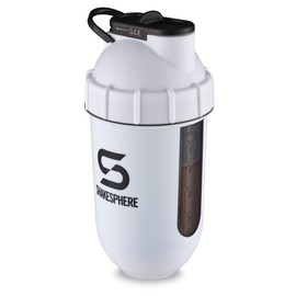 ShakeSphere Tumbler VIEW: Protein Shaker Bottle Smoothie Cup with Clear Window, 24 oz - Bladeless Blender Cup Purees Fruit, No Mixing Ball - Drink Powder Shake Mixer for Pre Workout, Gym (Matte White)