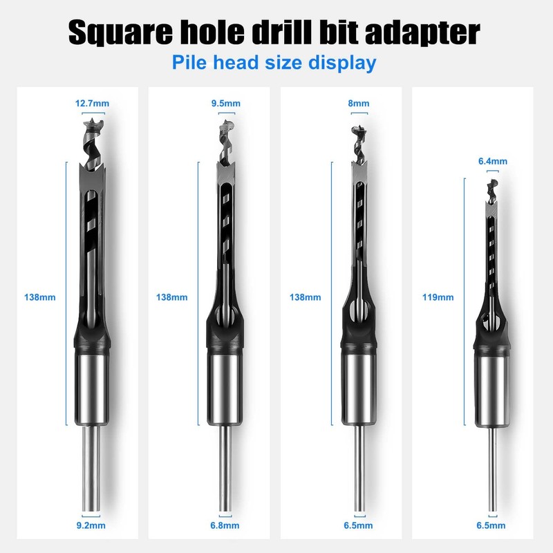 Square Hole Drill Bit Adapter and Square Hole Drill Bit