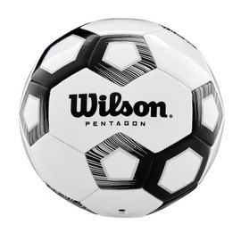 Wilson Pentagon, WTE8527XB04 Pallone da Calcio, Taglia 4, Struttura a 30 Pannelli, Imbottitura in PVC, Bianco/Nero