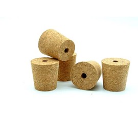 5 x BORED CORK BUNG 46/36mm - Bung with Hole/Bungs Cork Kork Corks Stopper Stoppers Airlock Bubbler Carboy