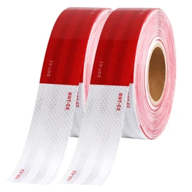WAENLIR 2 inch x 200 Feet Dot Reflective Tape Outdoor Waterproof High Visibility Safety Tape, Red and White Adhesive Conspicuity Tape for Trailer, Cars, Trucks, Cinta reflectiva para camiones