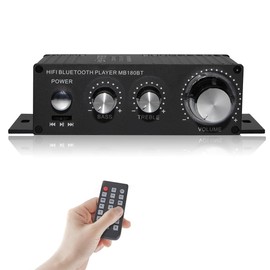 Power Amplifier, Bluetooth Amplifier, Stereo Audio Amplifier, Karaoke Amplifier, Large Output, 100W, USB Playback, HI-FI, High Bass, Multi-Function Power Amplifier for Home Speakers, Karaoke, Theater