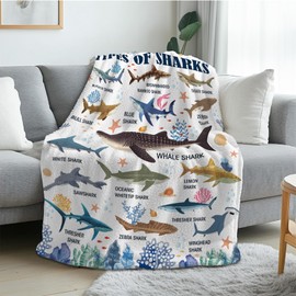 REETOOK Shark Blanket, Shark Gift for Boys, Girls and Shark Lovers, Birthday Gift for Boys, Gift Blanke Warm Used for Game Room Bed Camping 50x60