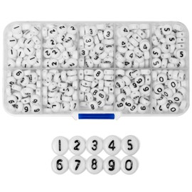 WangLaap 500Pcs Number Beads Acrylic 4x7mm Round Beads for Bracelets Neckless Friendship Jewelry DIY Making (10Grids)
