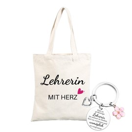 jenich Teacher Gift Teacher Fabric Bag Teacher Keyring Teacher Gift Teacher with Heart Teacher Farewell Gift Christmas Gifts Thank You Gift for Teacher Women, teacher bag