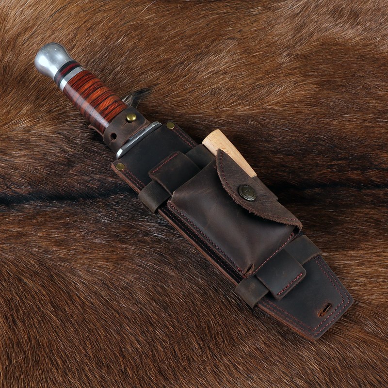 Tourbon Leather Hunting Fixed Blade Knives Sheath Horizontal & Vertical