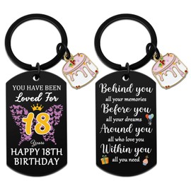 Yoxiumi Stocking Stuffers for 18 Year Old Girl Christmas Gift Ideas 18th Birthday Gifts for Girls Birthday Gifts for 18 Year Old Girls 18th Birth Keychain Gift for Women Happy Eighteen Keyring