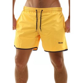 Reslad RS-5020 Men's Quick-Drying Swimming Trunks with Mesh Lining Short Shorts for Beach & Surfers I Ideal as Swimming Trunks & Swimming Trunks, yellow, L