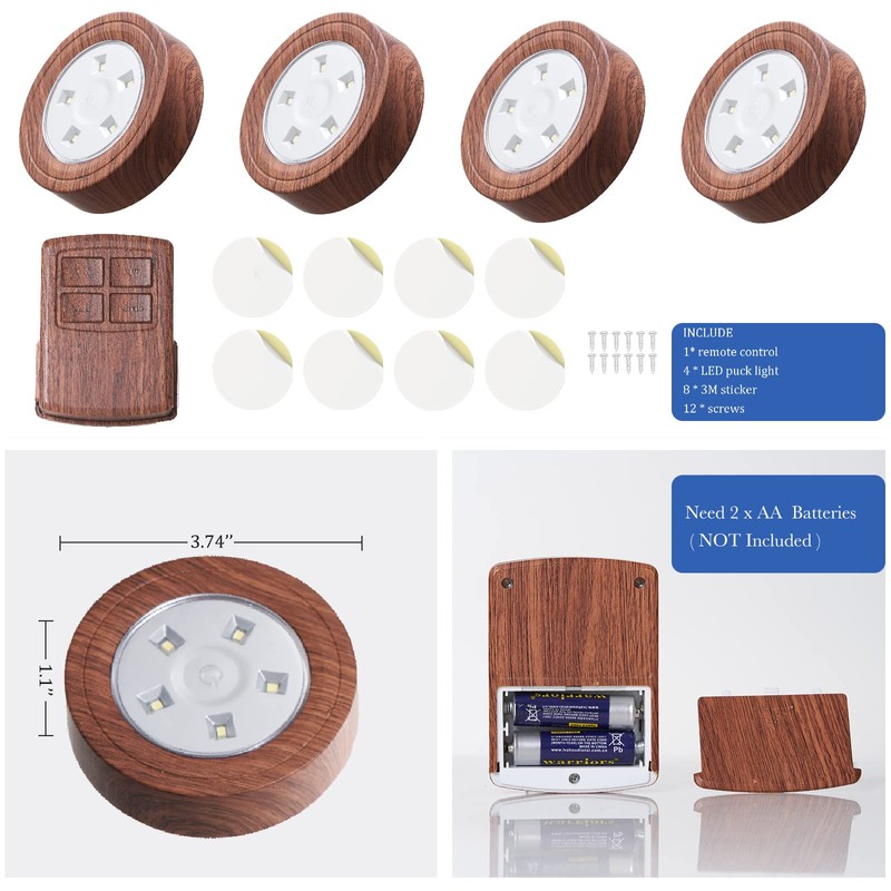 happetite Puck Lights with Remote, LED Under Cabinet Lights with