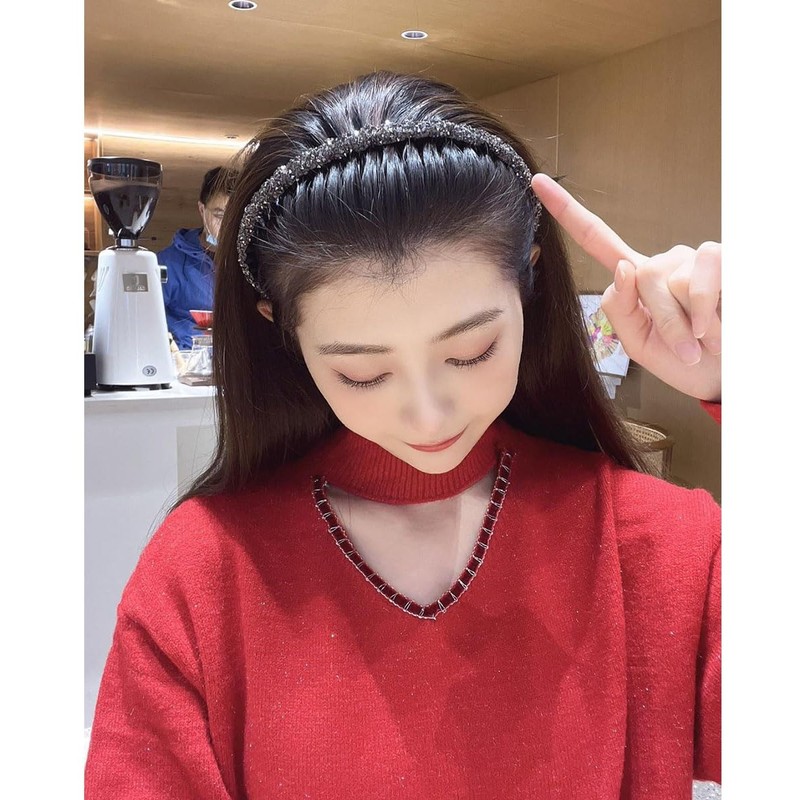 Headband Women No Pain Headband Tooth Full Diamond Flocking Headband