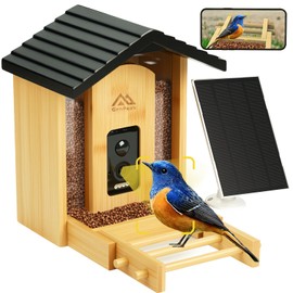 Bird Feeder with Camera, GrnPeak 2K HD Smart Bird Feeder Solar Powered, Real Time Notifications and AI Identification, IP65 Waterproof, Ideal Gift for Outdoor Backyard