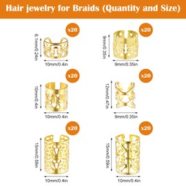 120 Pcs Gold Hair Jewelry Braid, Gold Dreadlock Beads for Women Metal Braiding Cuffs Hair Accessories for Braids Rings Cuffs Clips for Dreadlock Accessory Jewelry Decorations