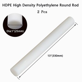 2 Pcs HDPE High Density Polyethylene Round Rod,1"x 13" Plastic Round Rod for Mechanical Processing of Various Parts and DIY Projects(White)