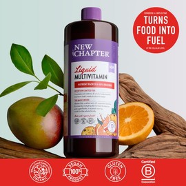 New Chapter Liquid Multivitamin for Kids, Teens, Adult Women & Men| Cellular Energy, Hair, Skin & Nails + Digestive Health (Available in 2 Flavors: Orange Mango & Mixed berry):_30 Ounce - Orange Mango