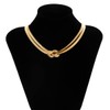 Inateannal Punk Double Layer Snake Chain Choker Necklace Gold Knot