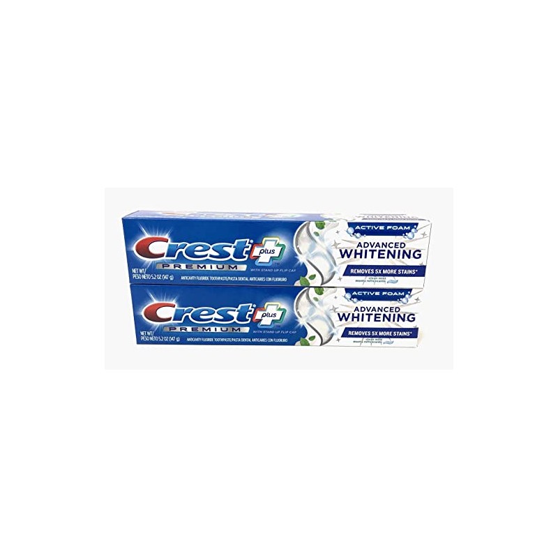 Crest Premium Plus Advanced Whitening Toothpaste with Fluoride, Clean Mint,