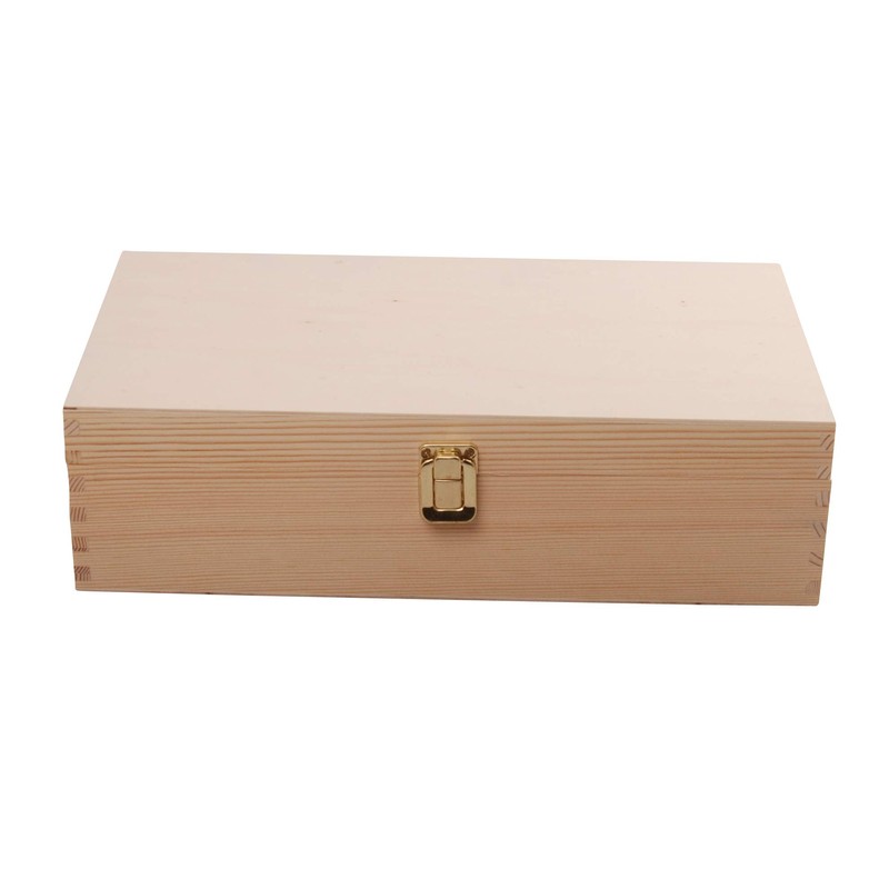 MYBOXES Natural Wooden Box with Buckle, 19.5 x 10 x