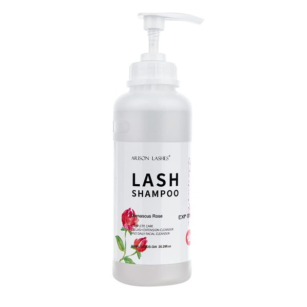 Eyelash Shampoo For Lashes Eyelash Extensions 600ML Eyelid Foaming Cleanser Salon Eyelash Foam Cleanser for Face and Eye Makeup Remover (ROSE)