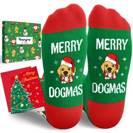HAPPYPOP Christmas Dog Gifts Lover Socks - Kids Socks 10-12 Years Old, Stockings Doggie Gifts with Greeting Card