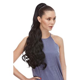 Sepia Wigs True Ponytail Color 613 Bleach Blonde 24" Long Layered Wavy Heat Friendly Synthetic African American Pony Drawstring Hair Piece Ariana Cola de Caballo