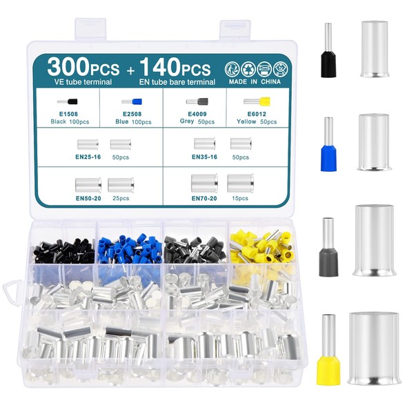 HSEAMALL 440 Piece Wire End Ferrules Set, EN End 8