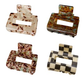 4Pcs Hair Claw Clips, BetterJonny Acetate Hair Clips Square Hair Jaw Clips Hair Accessories for Women Medium Hair Clips Tortoise Barrettes Hair Accessories