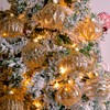 15 Pack Clear and Champagne Glitter Christmas Ball Ornaments(3.15 in/80