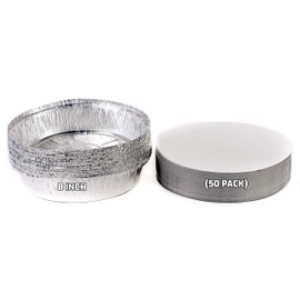 (50 Pack) - 8 Inch Disposable Round Aluminum Foil Take-Out Pans with Board Lids Set - Disposable Tin Containers, Perfect for Baking, Cooking, Catering, Parties, Restaurants by EcoQuality