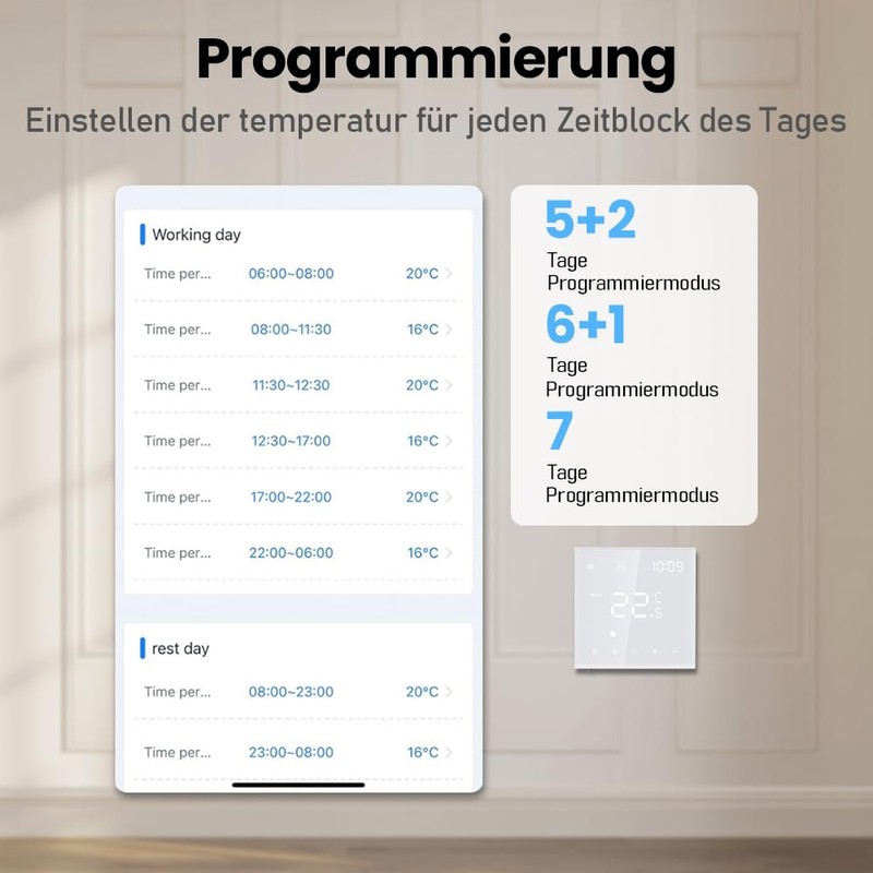 Irishom WiFi Thermostat with Water Underfloor Heating and Boiler Control,
