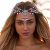 Urieo Boho Turquoise Head Chain Blue Layered Beaded Forehead Chain