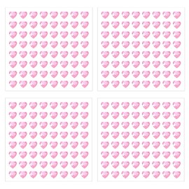 Shapenty 6mm Acrylic Heart Rhinestones Stickers Crystal Gems Stickers for Valentine’s Day Wedding Christmas Decoration DIY Craft Nail Face Makeup Ribbon Card Jewelry Making, 256PCS (Pink)